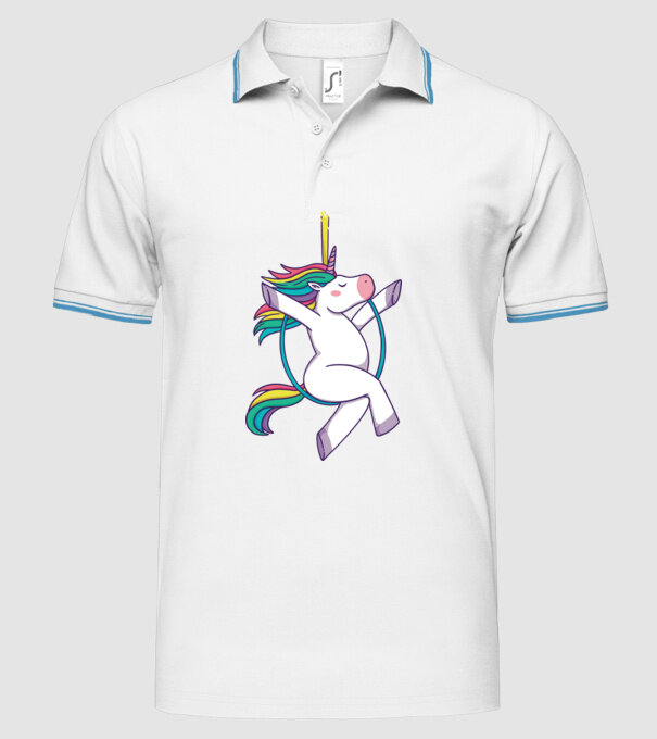 Unicorn pe cerc model alb pe tricou
