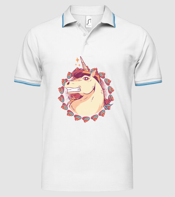 Unicorn Mullet model alb pe tricou