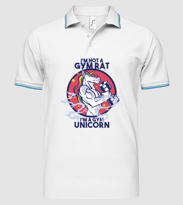 Unicorn antrenament cu haltere model alb pe tricou