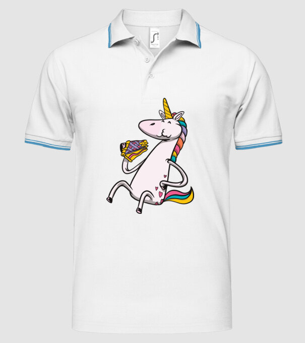 Unicorn cu prăjitură model alb pe tricou