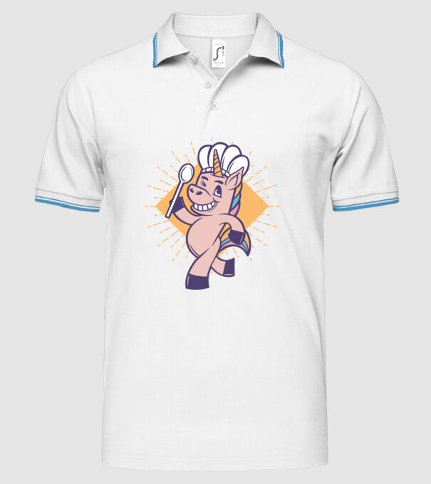 Unicorn Bucătar model alb pe tricou