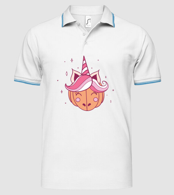 Unicorn Dovleac model alb pe tricou