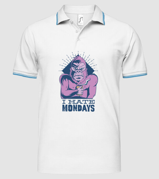 Urăsc zilele de luni model alb pe tricou