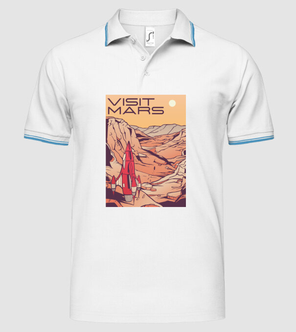 Călătorie pe Marte afiș model alb pe tricou