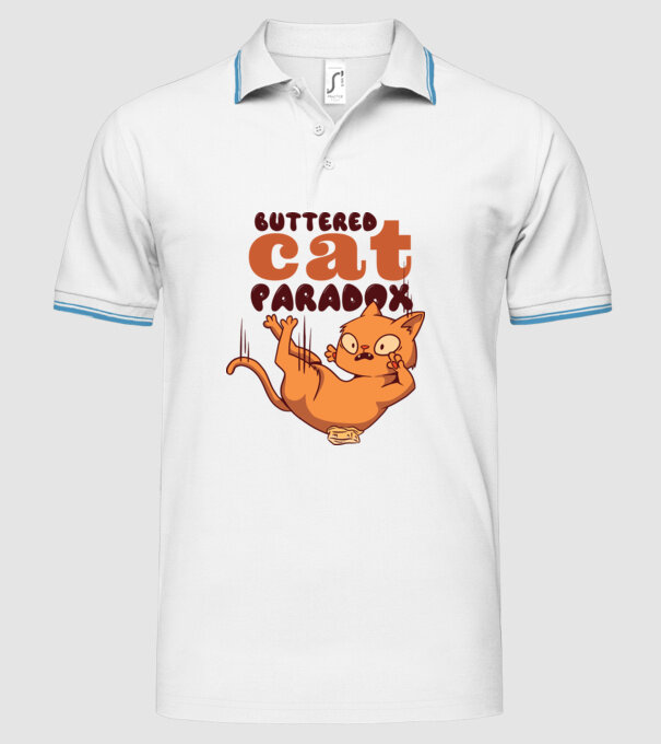 Paradox pisică cu unt model alb pe tricou