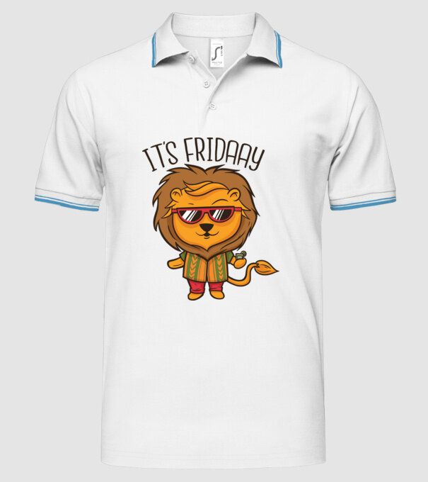 În sfârșit, vineri Leu model alb pe tricou