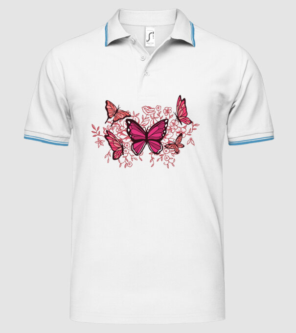 Fluturi cu flori model alb pe tricou