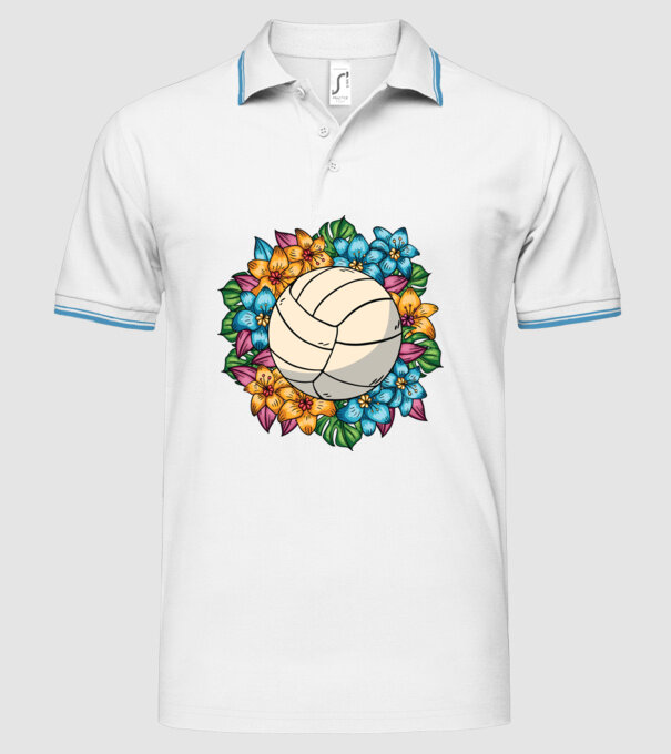 Minge de volei cu flori model alb pe tricou