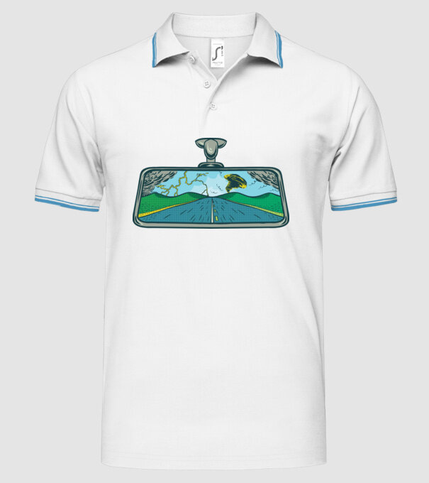 Oglindă retrovizoare model alb pe tricou