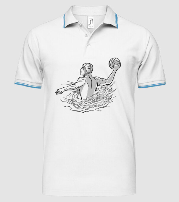 Jucător polo pe apă model alb pe tricou