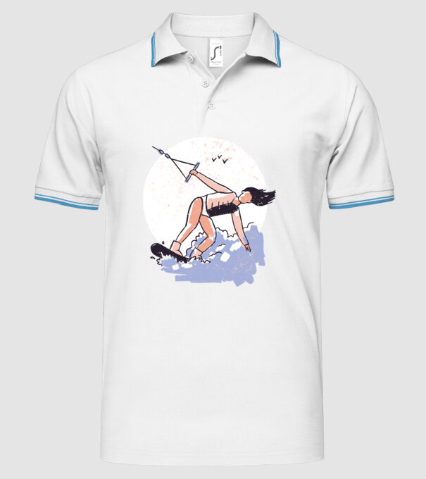 Fată cu Wakeboard model alb pe tricou