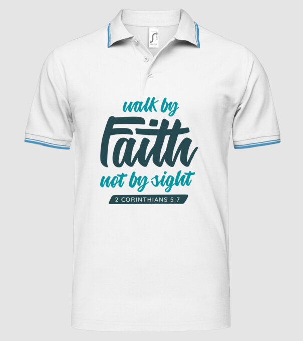 Walk by faith - Religie model alb pe tricou