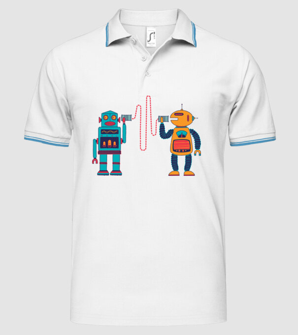 Walkie Talkie Robot model alb pe tricou