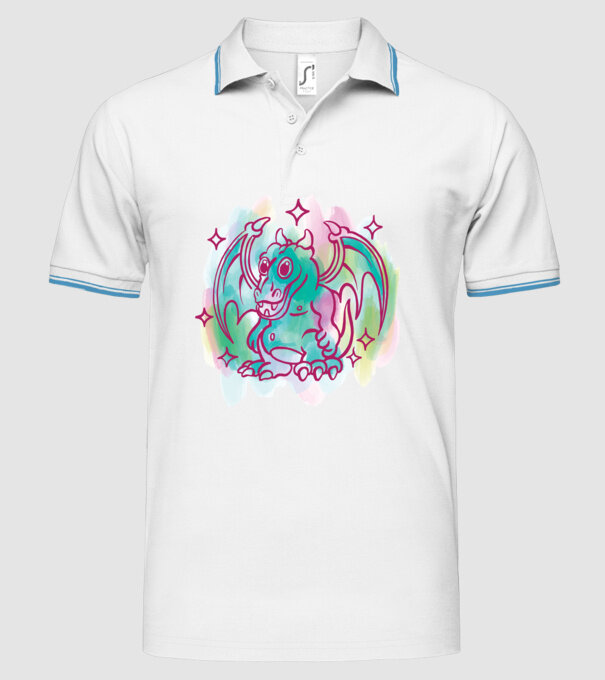 Acuarelă Dragon model alb pe tricou