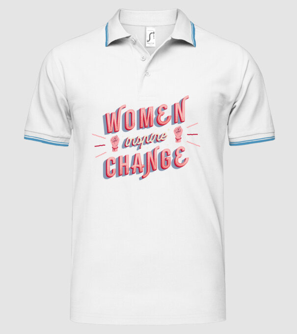Women inspire change Ziua Femeii model alb pe tricou