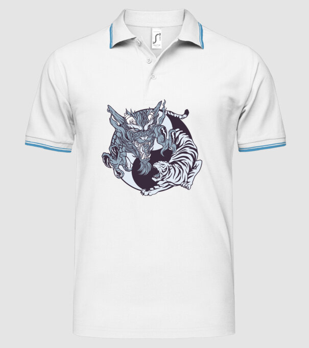 Yin Yang cu animale model alb pe tricou