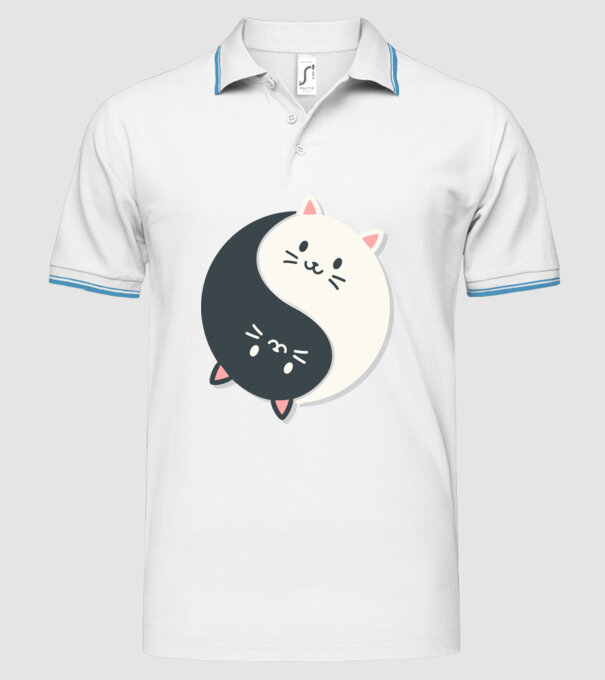 Pisicuțe Yin Yang model alb pe tricou