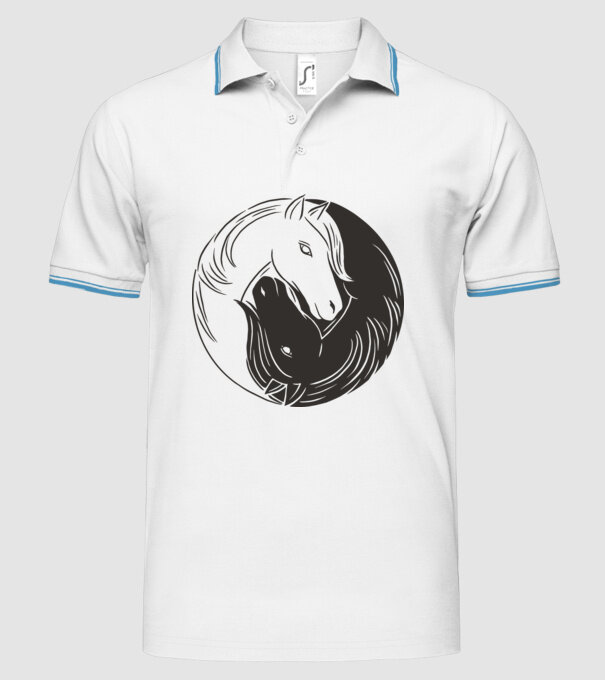 Călăreț Yin Yang model alb pe tricou