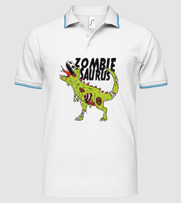 Zombiesaurus - Dinozaur Zombie model alb pe tricou