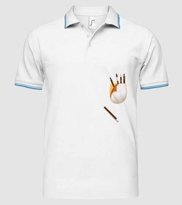 Designer buzunar model alb pe tricou