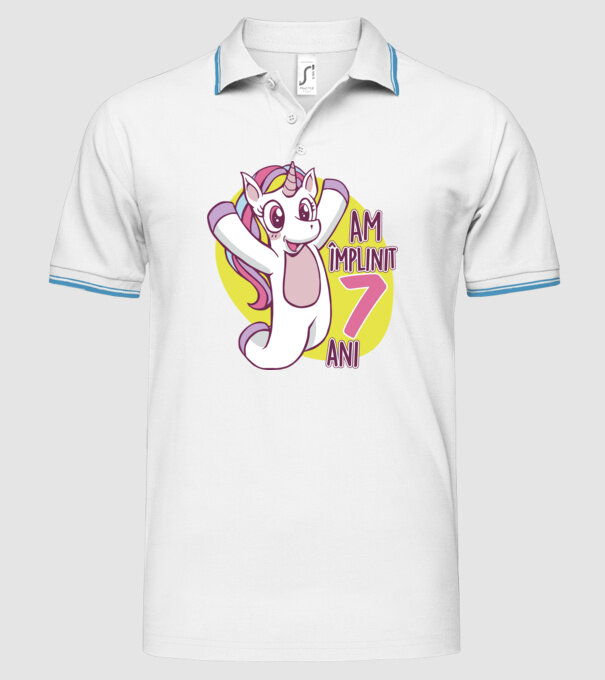 Am împlinit 7 ani model alb pe tricou