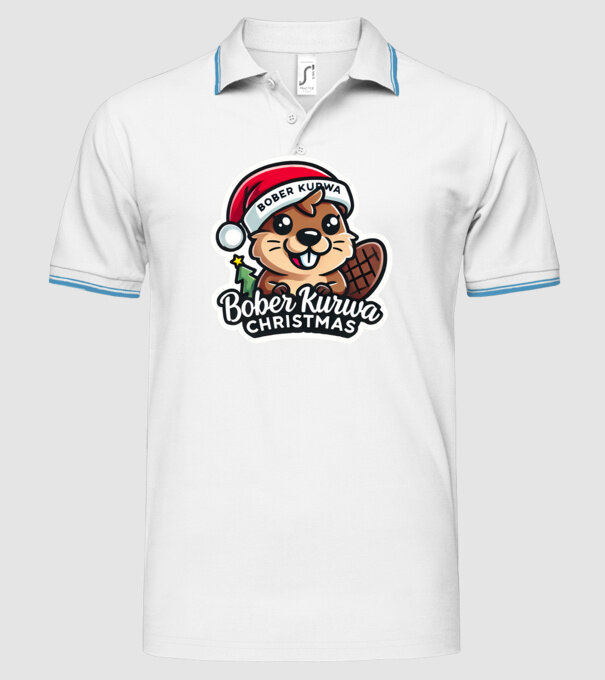 Bober Kurwa Christmas 1 model alb pe tricou