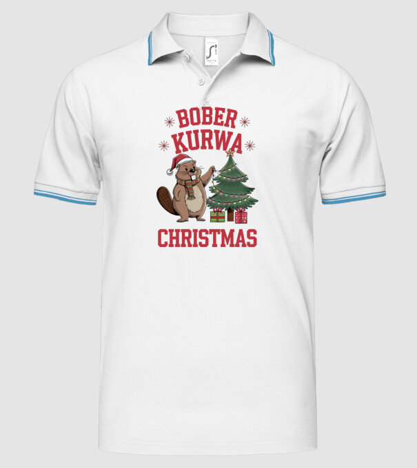 Bober Kurwa Christmas 3 model alb pe tricou