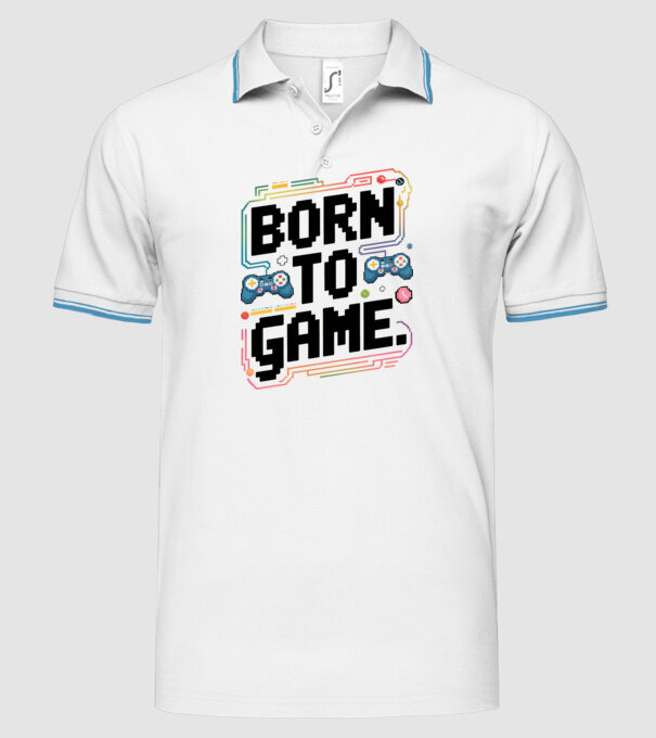 Born to Game Pixel Alb model alb pe tricou