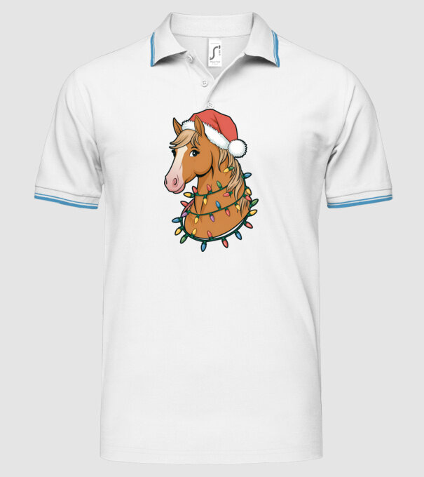Cal de Crăciun model alb pe tricou