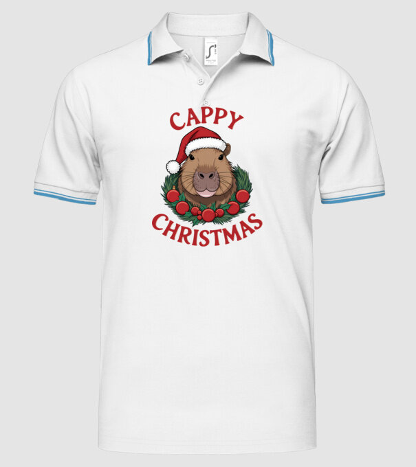 Cappy Christmas 2 model alb pe tricou