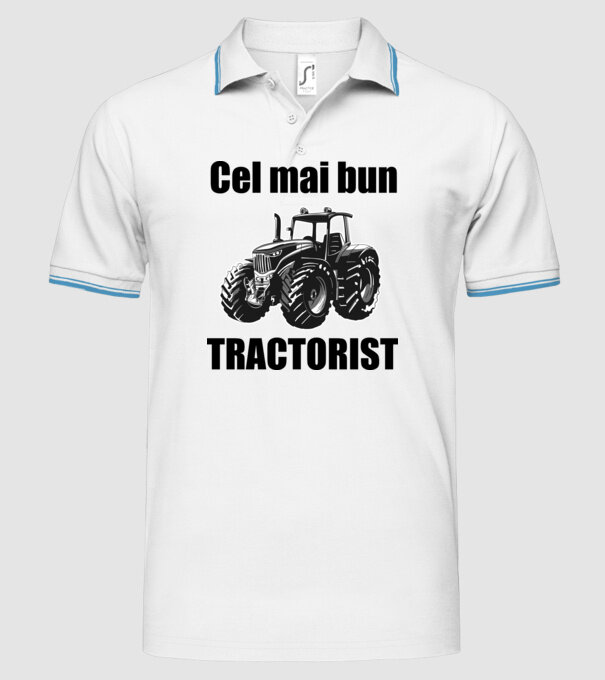 Cel mai bun tractorist model alb pe tricou