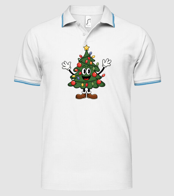 Copac de Crăciun drăguț model alb pe tricou