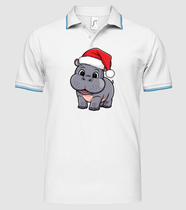 Crăciun Hippo model alb pe tricou