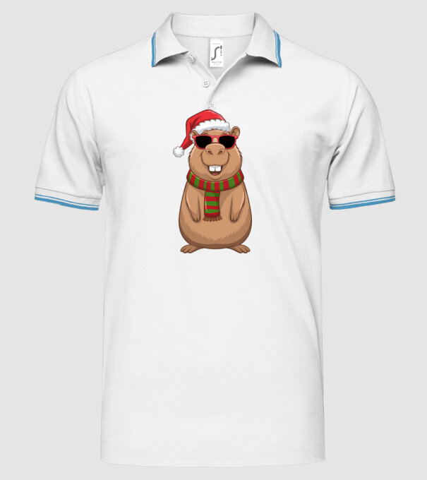 Crăciunul capybara model alb pe tricou