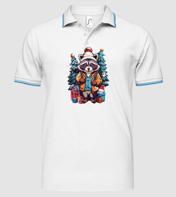 Crăciunul ratonilor model alb pe tricou