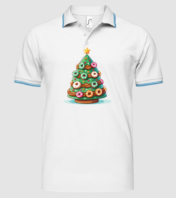 Doughnut pom de Crăciun model alb pe tricou