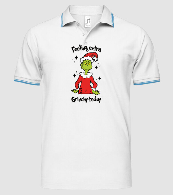 Feeling extra Grinchy today model alb pe tricou