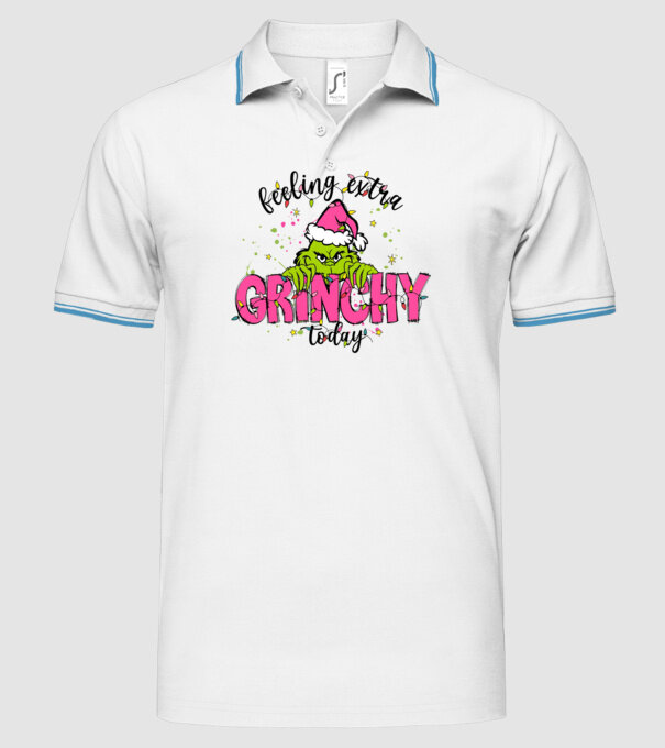 Feeling extra Grinchy today model alb pe tricou