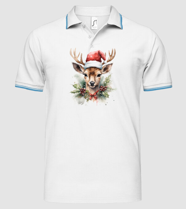Festive Reindeer model alb pe tricou