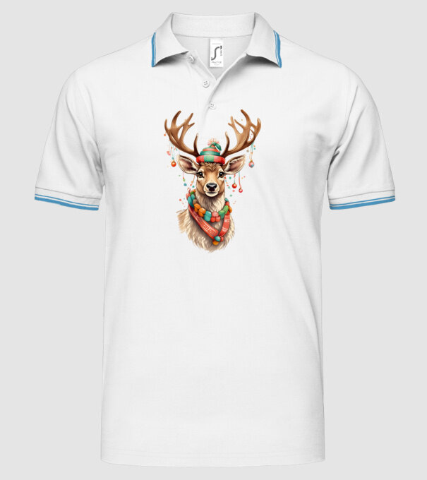 Festive Reindeer model alb pe tricou