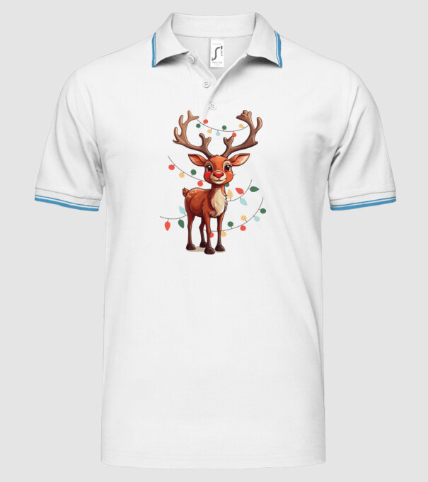 Festive Rudolph model alb pe tricou