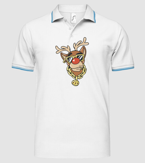 Gangster Reindeer model alb pe tricou
