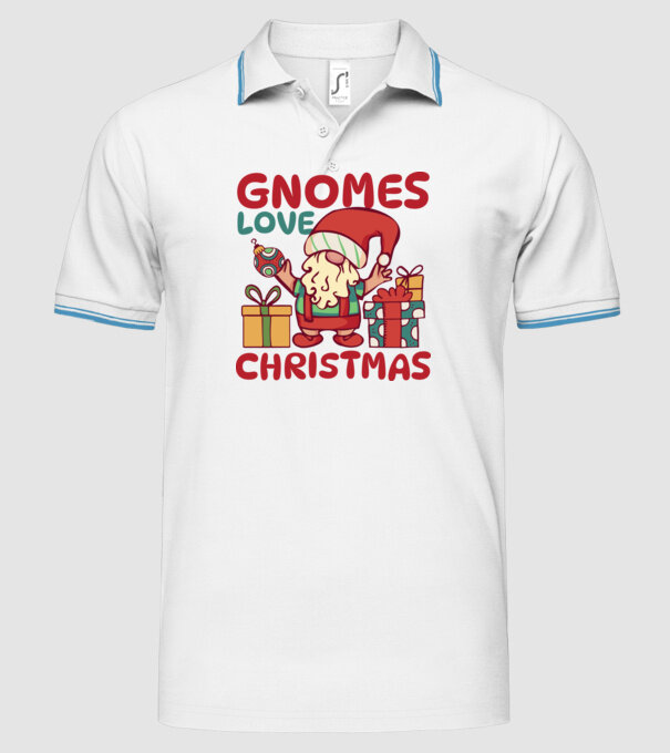 Gnomes LOVE Christmas model alb pe tricou