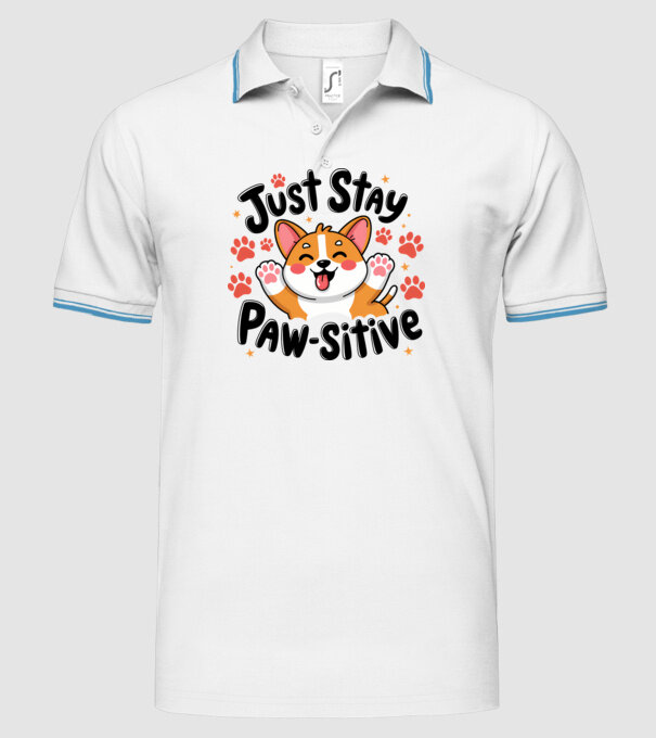 Just Stay Paw-sitive Alb model alb pe tricou