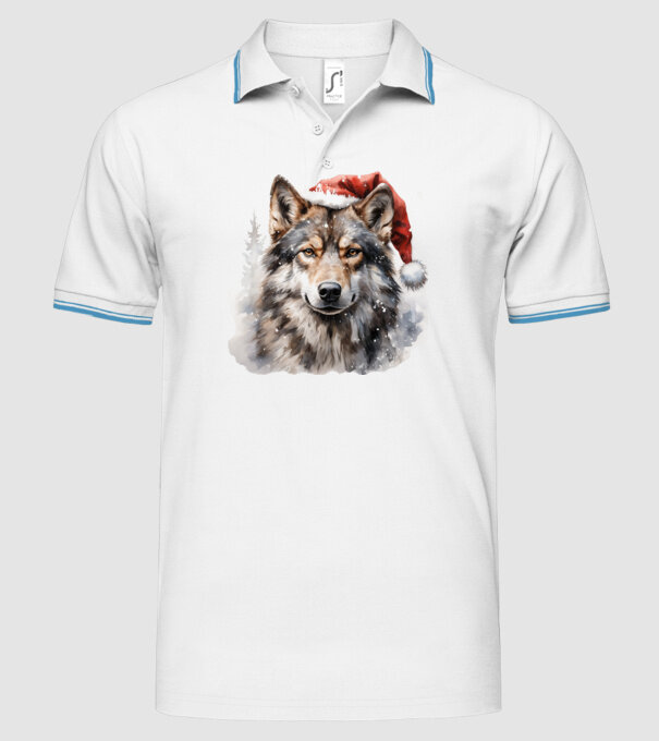 Lupul de Crăciun Alb model alb pe tricou