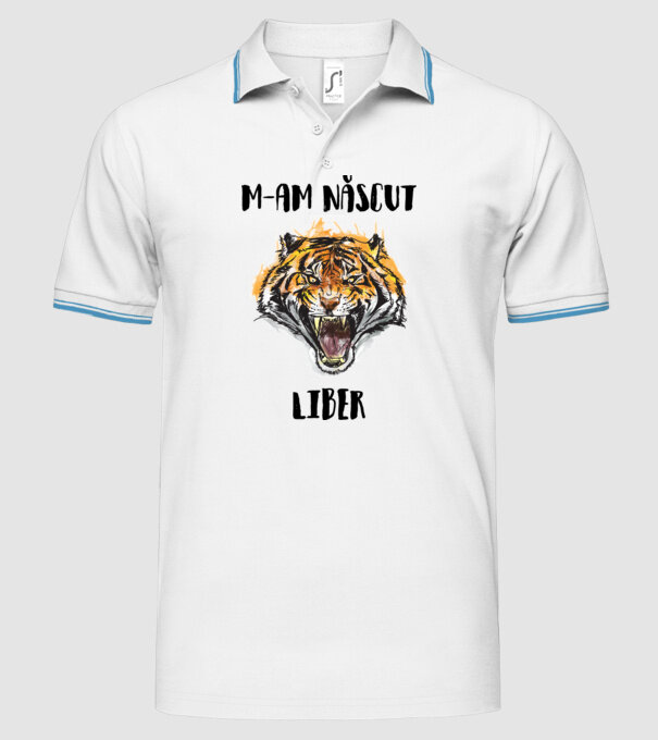 m-am născut liber model alb pe tricou