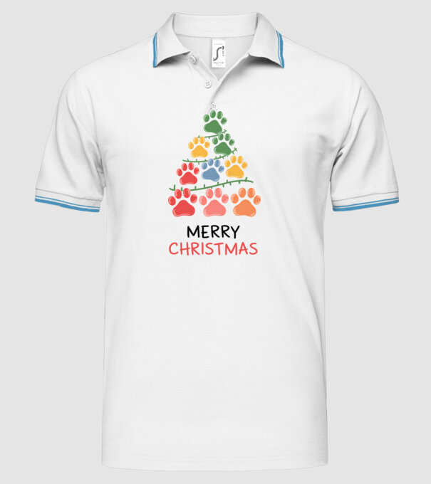 Merry Christmas Paws Alb model alb pe tricou