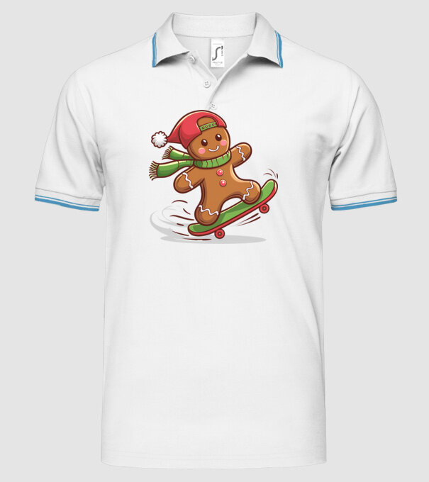 Patinator de turtă dulce model alb pe tricou