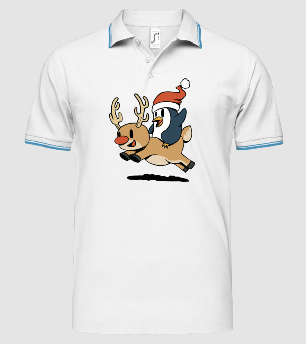pinguin reindeer cristmas model alb pe tricou