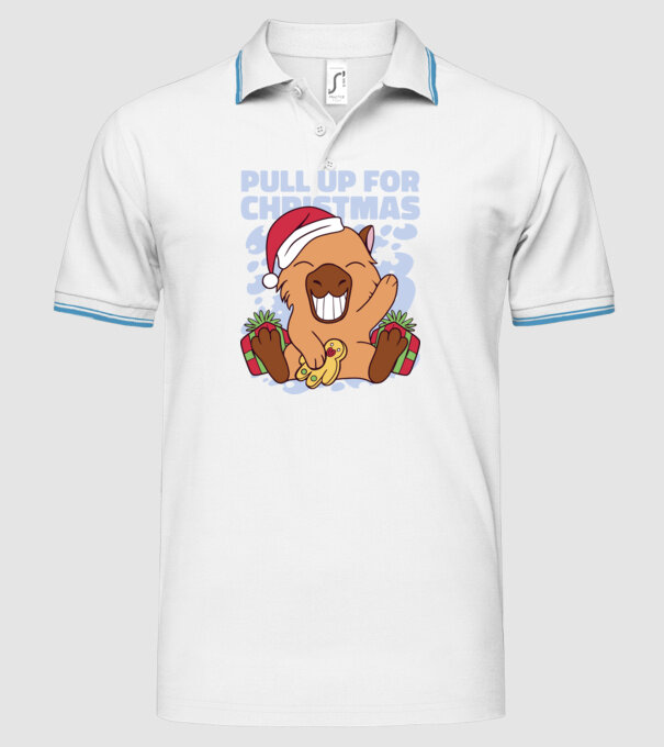 Pull up for christmas Capybara model alb pe tricou